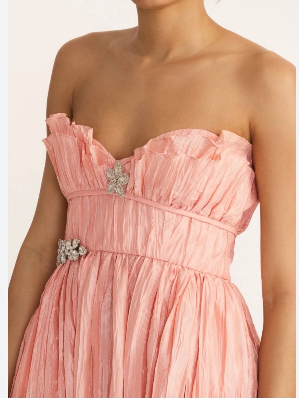 LoveShackFancy Katrina Sunrise Sorbet Ruffle Pleated Crinkle Maxi Dress size 8 - Picture 7 of 10
